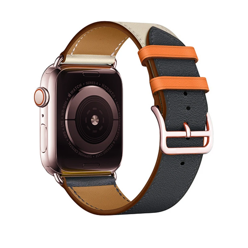Swift кожаный двойной тур розовое золото застежка пряжка для iWatch Группа 44 мм 40 42 38