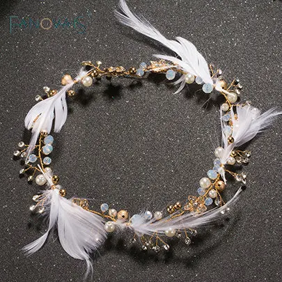 

Bridal Head Wear accessories Beads Feather Bridal Veil wedding Accessories 2019 Crystal Feather Wedding Head Wear