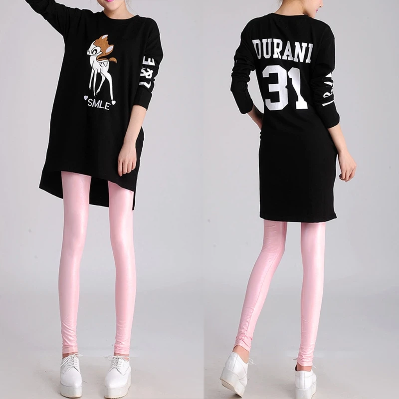 2018 зимние теплые женские брюки из искусственной кожи для девочек Стрейчевые