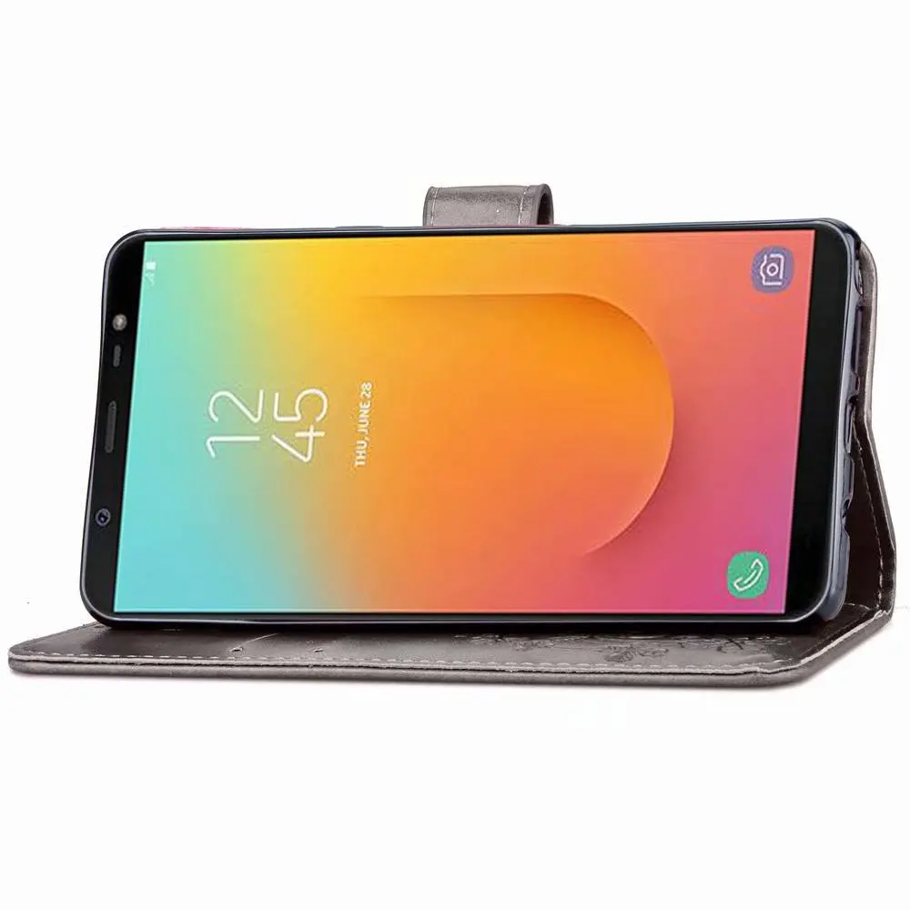 Чехол для Samsung Galaxy J8 2018 чехол с четырехлистным клевером флип кошелек кожаный