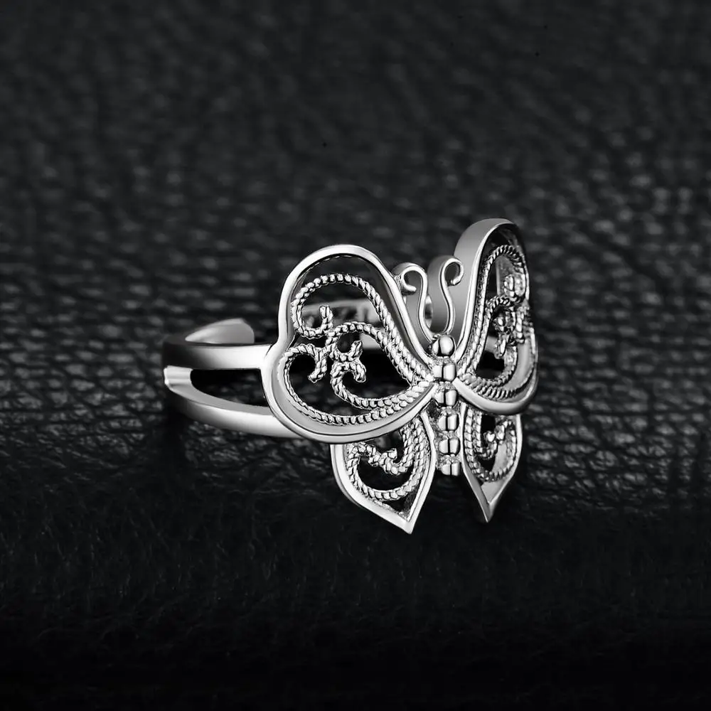 JewelryPalace 925 пробы Серебряное кольцо филигрань полые бабочка Регулируемый открытым кольца для женщин вечерние Винтаж ювелирн