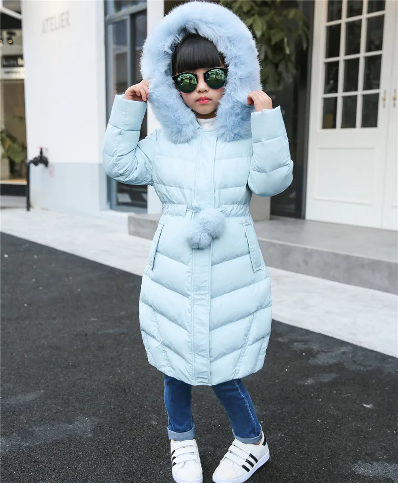 Зимние куртки для девочек 2016 утепленный зимний комбинезон X Long пальто с капюшоном