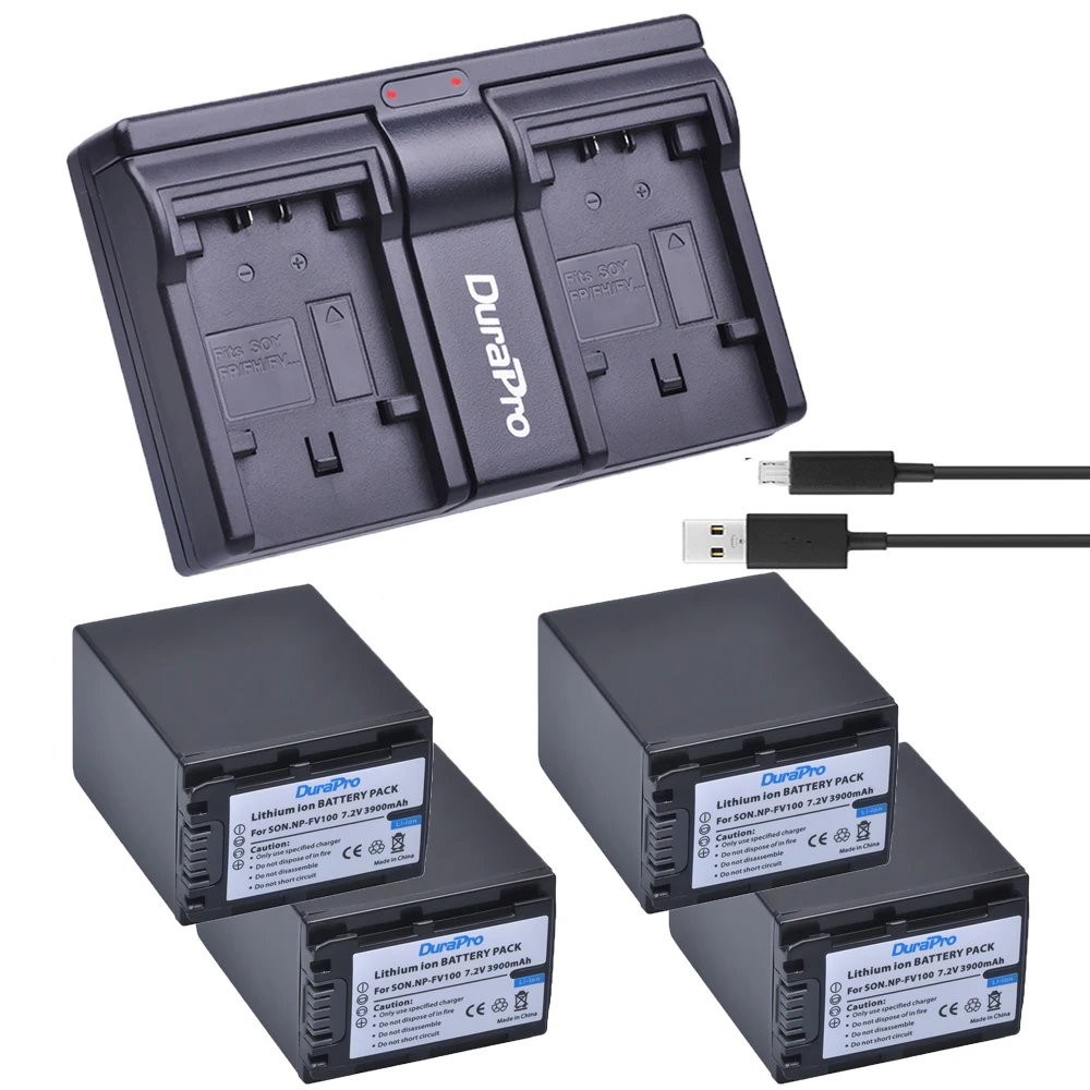 4x3900 мА · ч NP-FV100 FV100 NP аккумулятор + двойное зарядное устройство для Sony DCR-DVD103 XR100
