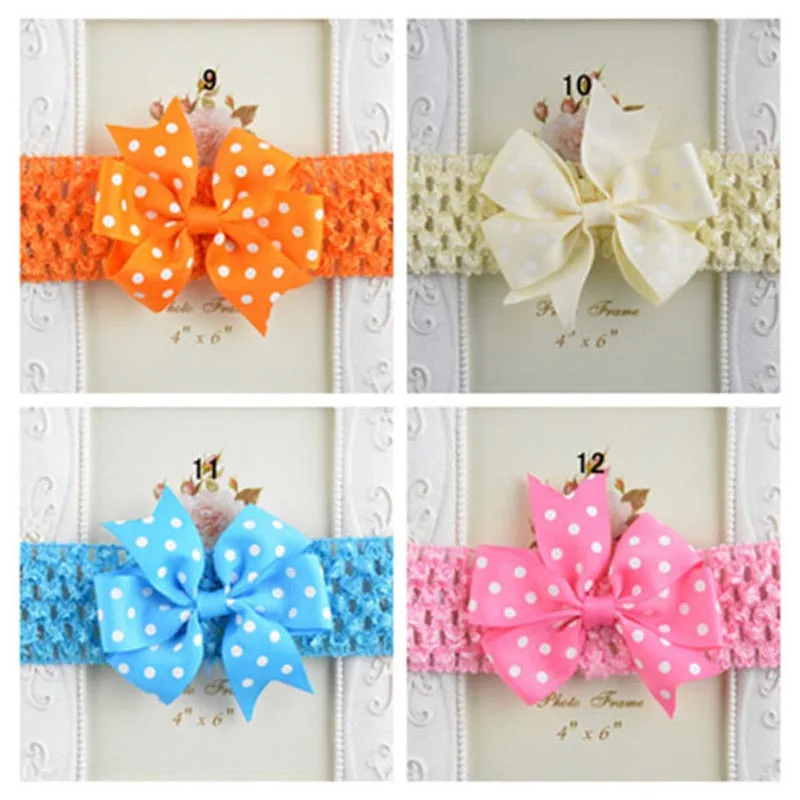 Infant Toddler Hair Accessory Polka Dot Bow decorate Baby Headband Stretchy Wraps |