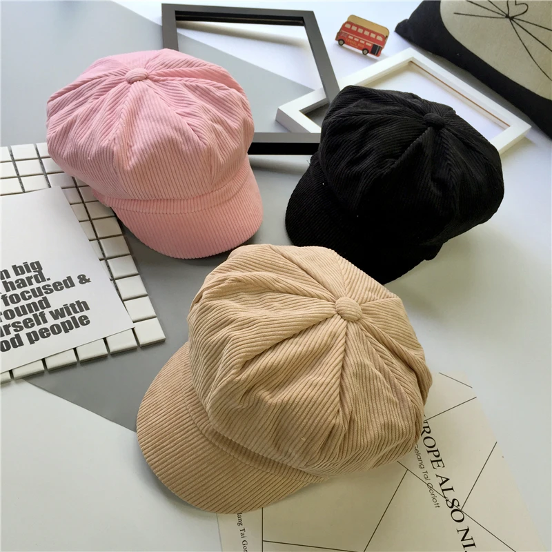Autumn Winter New Hot Fashion Women Casual Simple Vintage Warm Berets Female Corduroy Solid Color Painter Caps Hats | Аксессуары для