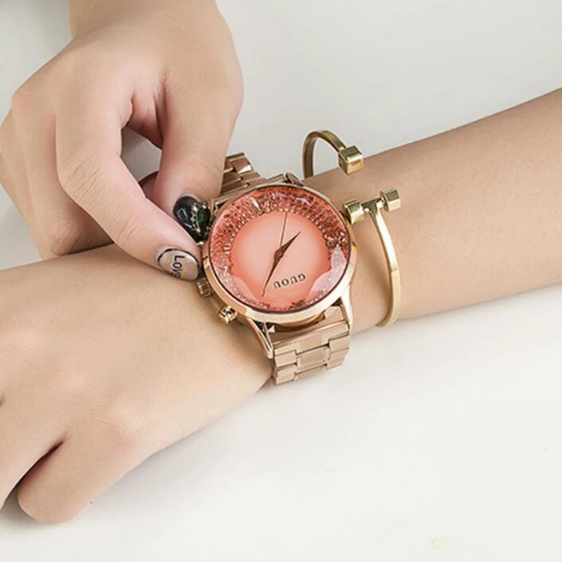 

GUOU Luxury Gold Watch Women Watches Fashion Diamond Women's Watches Top Brand Ladies Watch Clock reloj mujer zegarek damski