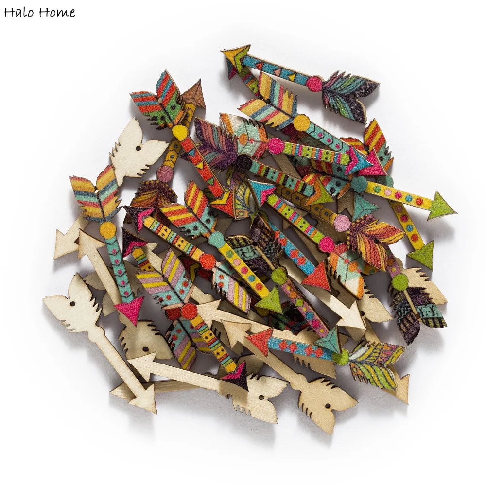 30 шт. индийские тема с рисунками &quotперо&quot Стрела/олень деревянные пуговицы для