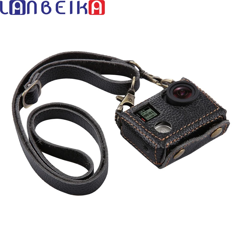 LANBEIKA для GoPro Hero 6 5 7 черный чехол защитная сумка натуральная кожа Корпус Крышка нагрудный ремень крепление и камера 52 мм УФ объектив
