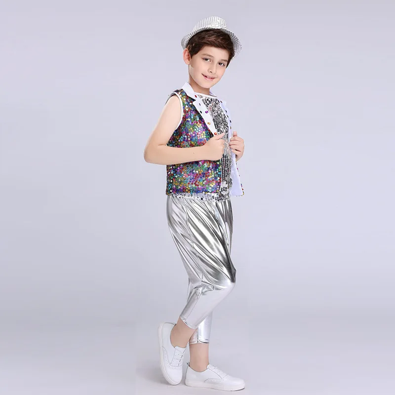 2017 дети Этап Джаз костюмы для Обувь мальчиков девочек блесток хип хоп