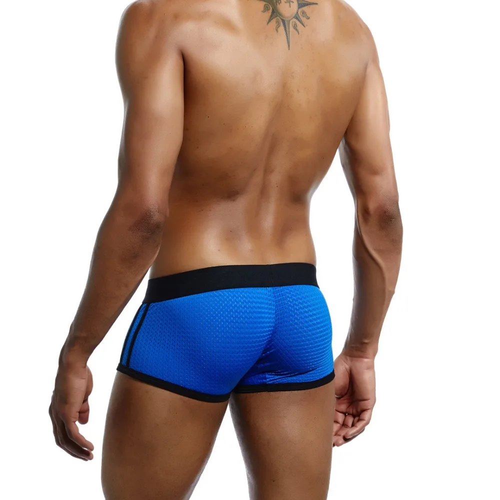 Бренд jockmail, 4 упаковки, боксеры, мужские сетчатые, U Pouch, ice silk, сексуальное нижнее белье для геев трусы, мужские короткие трусы, боксеры, шорты