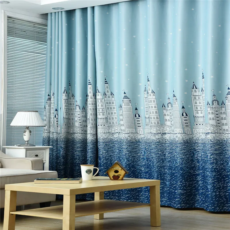 Занавески для гостиной детская спальня мультяшный морской замок с принтом вуаль