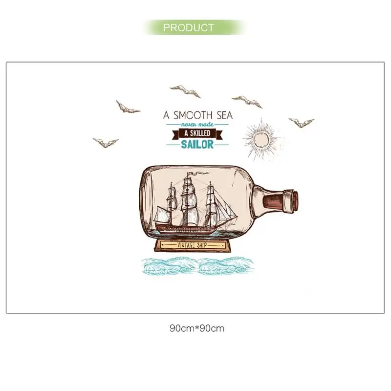 1Pcs Personality Decorative Wall Stickers Bedroom Background Decoration Sea Drift Bottle Home Sticker C1022 | Дом и сад