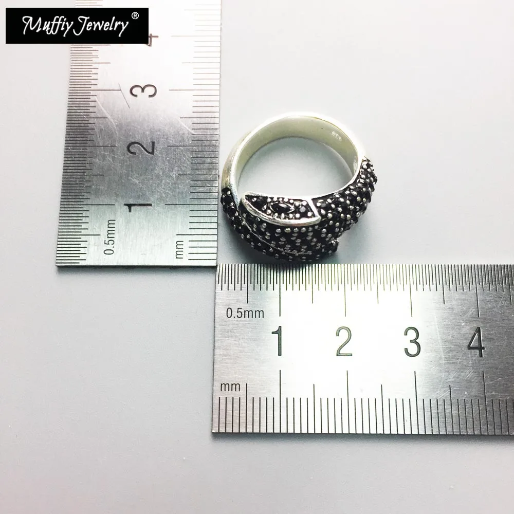 Открытое черное кольцо в виде змеи модные блестящие ювелирные украшения
