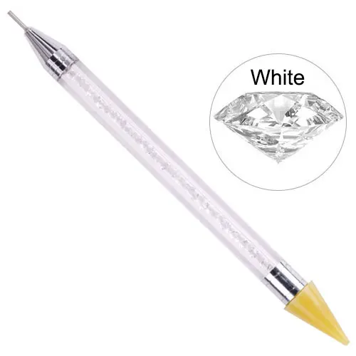 White 1 шт., восковой карандаш, ювелирная ручка, высокое качество, Алмазные точки, для украшения ногтей, набор ручек, 2 Vias, акриловые точечные инструменты, B0960 - Цвет: White
