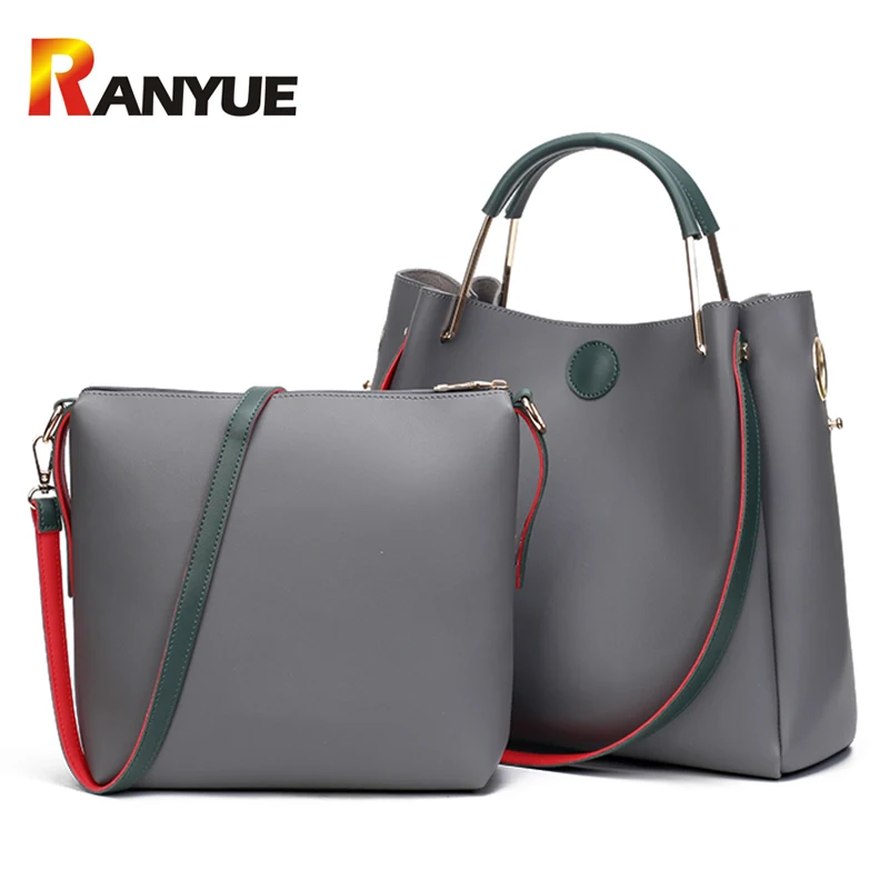 Большой Ёмкость Для женщин сумка мешок 2 Set/Pcs PU кожа Сумка клатчем Мода Crossbody леди