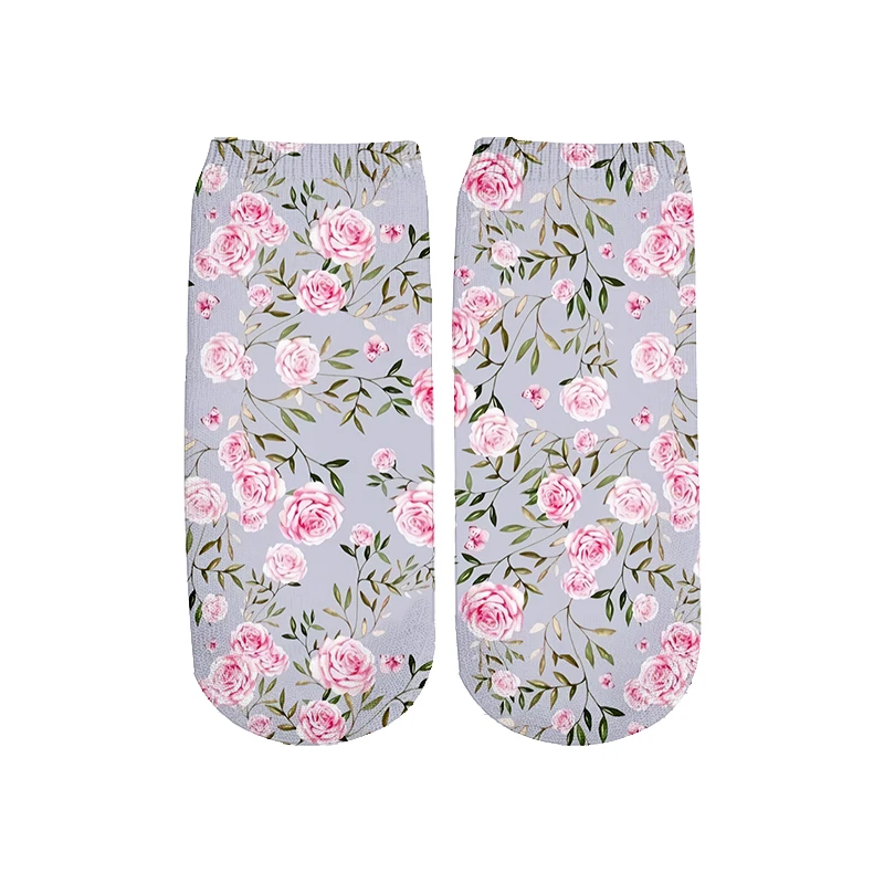 

PLstar Cosmos Retro Art flower Floral funny Socks Summer 3D Cotton women Socks Colorful Warm Short Ankle Socks high quality-2