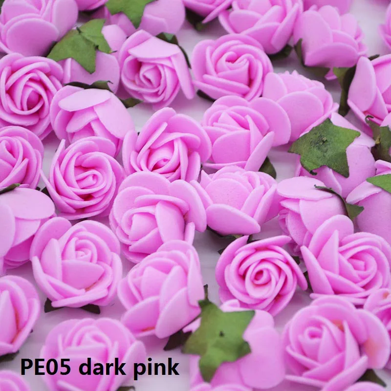 PE05 dark pink 50 шт./лот 2 см пенополиэтилен розы головы Искусственные цветы розы ручной работы DIY свадебное украшение дома праздничные и вечерние поставки - Цвет: PE05 dark pink