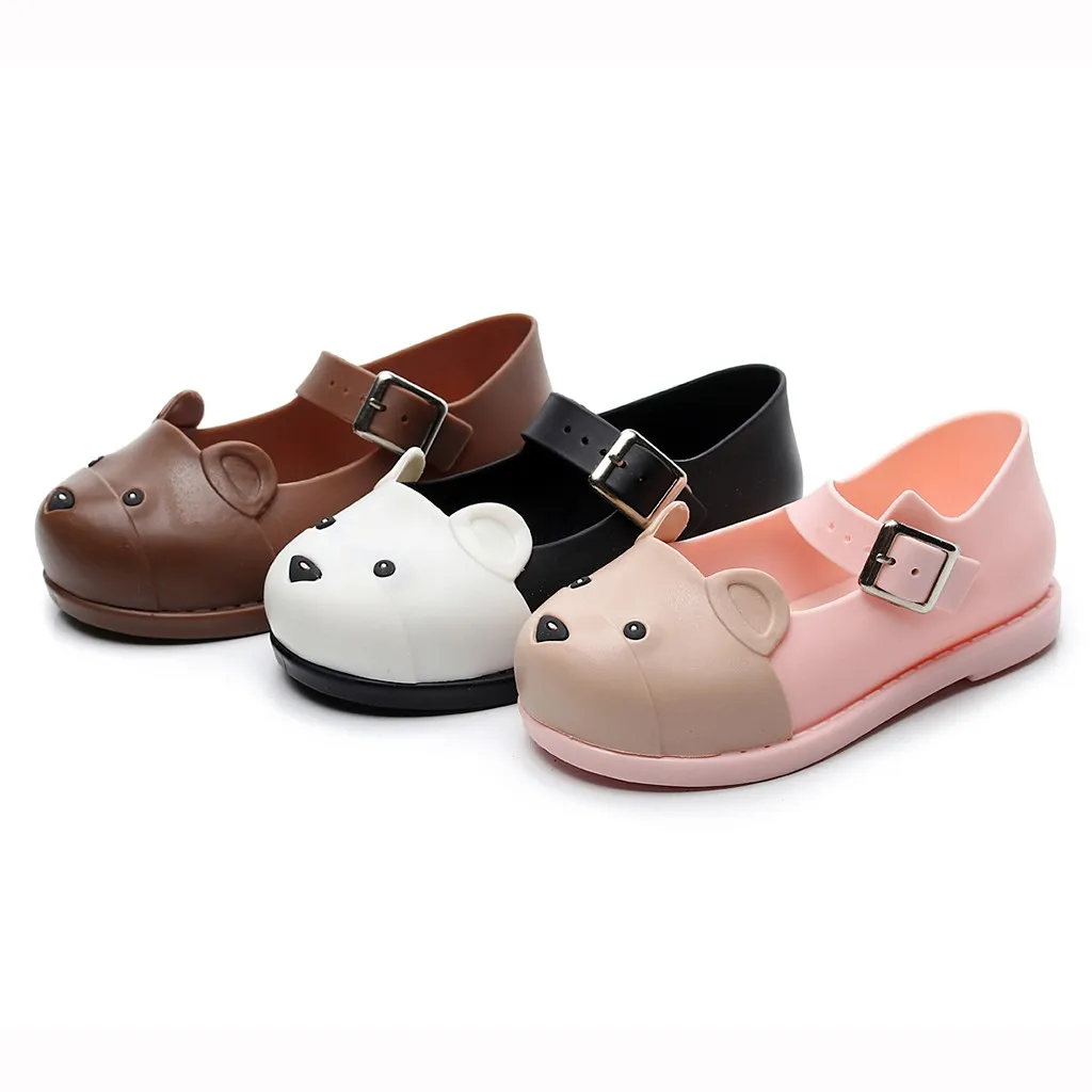 Повседневная обувь на плоской подошве с рисунком медведя для маленьких