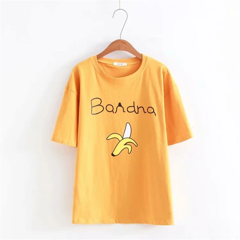 Женские хлопковые свободные футболки STVY желтая футболка с принтом банана и