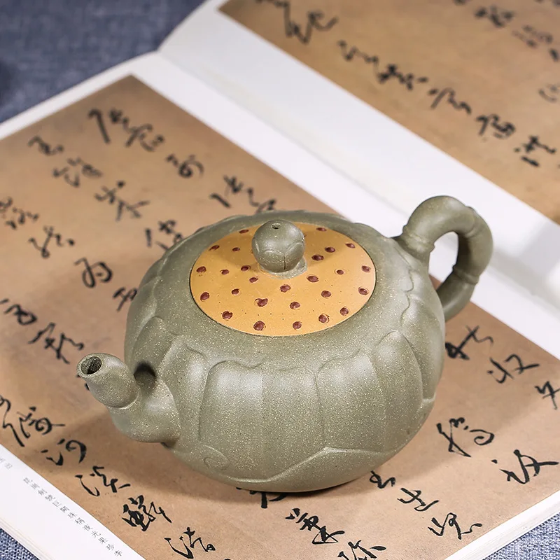 Чайник Yixing Zisha с зеленой грязью корень лотоса фиолетовый заварочный чайник