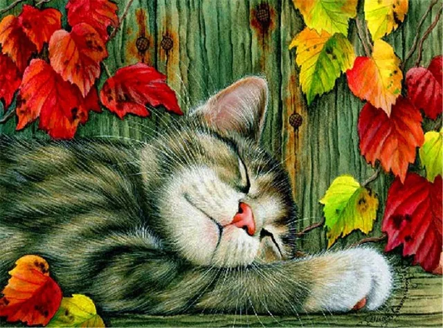 Diamond Painting Cat Landscape Pictures 5d Cross Stitch Rhinestone Crystal For Baby Room | Дом и сад