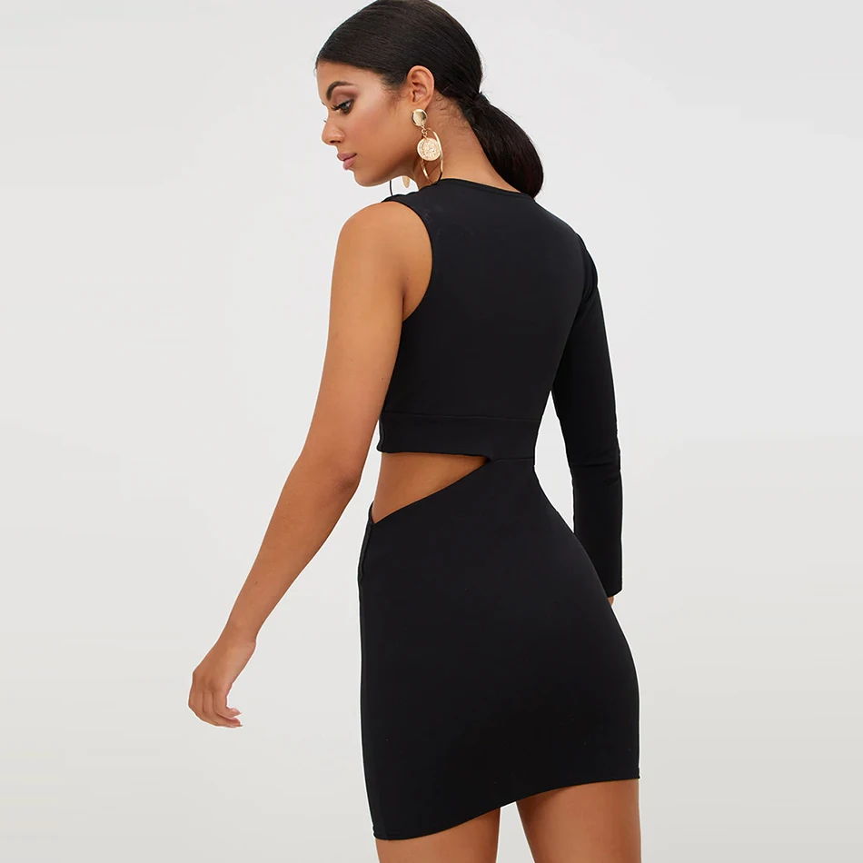 Сексуальное облегающее мини-платье на одно плечо Vestidos женское черное белое