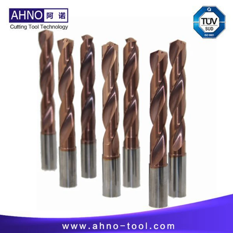 

AHNO High Quality Coalt Twist Drill Bit 5xD with 2 Internal Coolants Holes AlCr-based Copper Balzers Coating