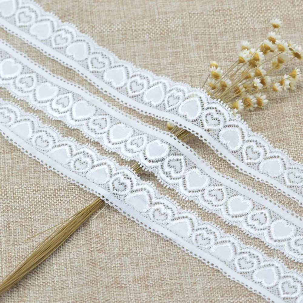 KALASO 5 ярдов любящее сердце белое эластичное кружево отделка шитье ткани поделки