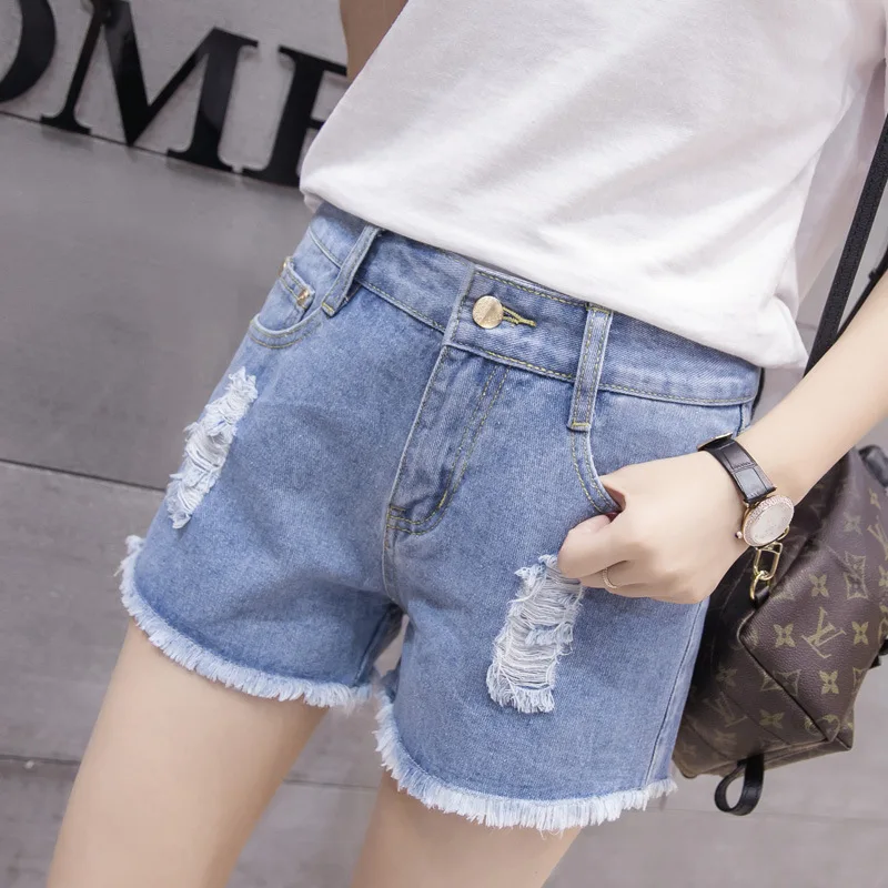 Женские джинсовые шорты со средней талией повседневные облегающие из джинсовой