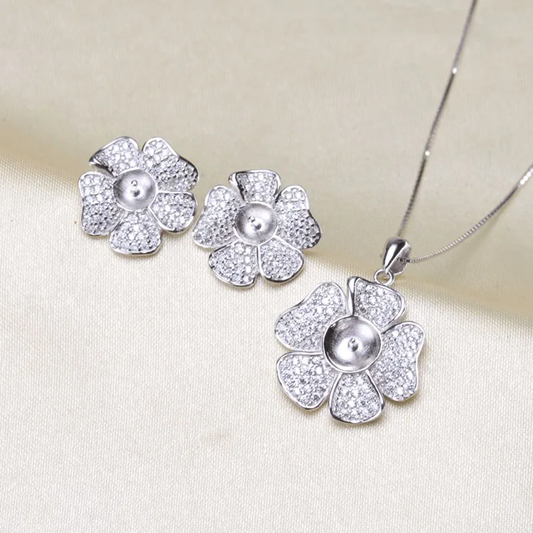 

Fashion New Women Jewelry Set 925 Sterling Silver Pendant Necklace Micro Pave Rhinestones Earrings Wedding Jewelry Accessories