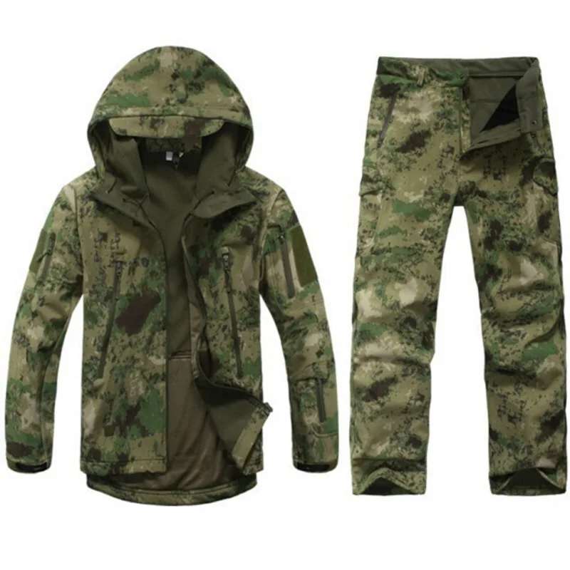 Camouflage Куртка Акула кожа военный комплект Камуфляжный костюм тактическая мягкая оболочка TAD Военная Мужская куртка водонепроницаемая одежда s m l xl XXXL - Цвет: Camouflage