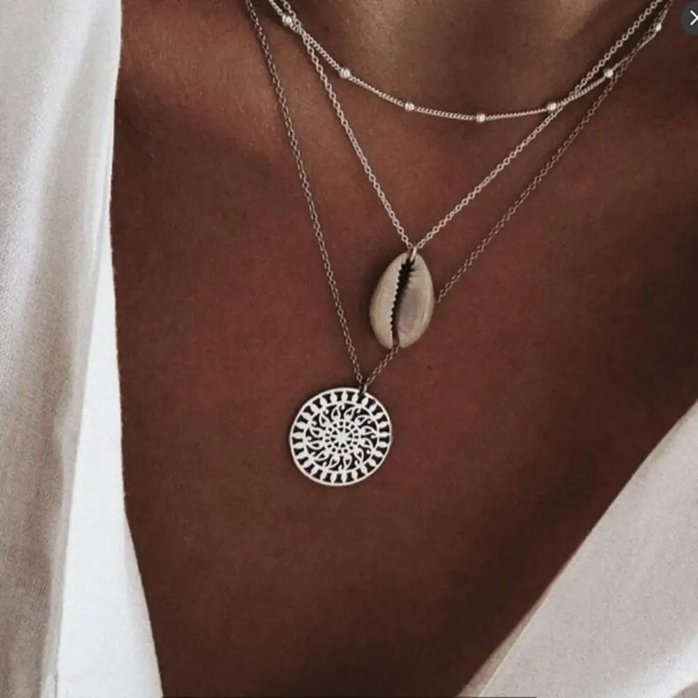 

Female Luxury Long Pendant Chain Vintage Multi-layer Necklace Women's Bohemian Choker 2019 Fashion Newly Trendy for Gift