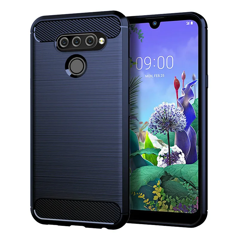 Для LG K50S Q60 K40 чехол из матового углеродного волокна Мягкий силиконовый бампер чехол для LG Stylo 5 K40 Q60 Q70 чехол для телефона - Цвет: Синий
