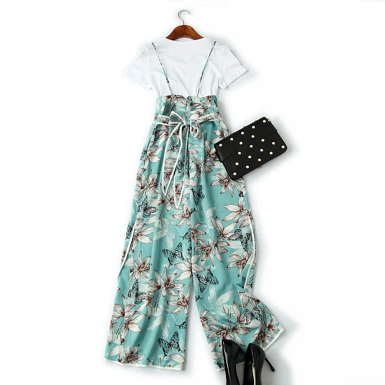 Женский Повседневный костюм комплект из двух предметов Новинка лета 2019 футболка