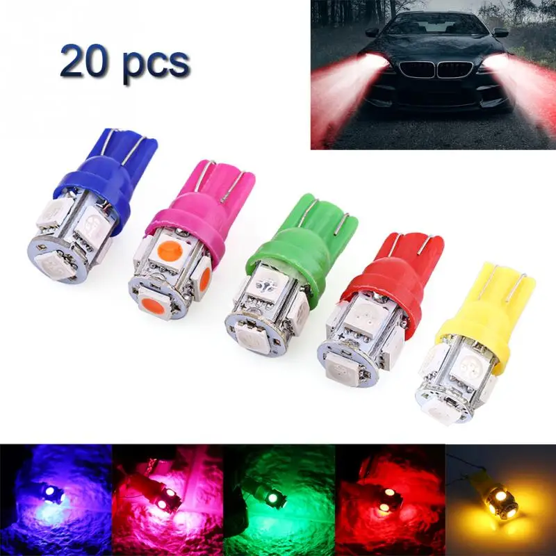 20 шт. 12 В T10 5050 5 SMD светодиодный светильник для автомобиля на танкетке супер яркая