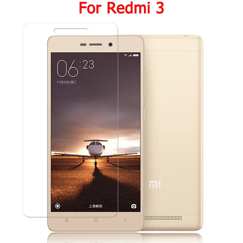 2 piezas de vidrio Protector de pantalla Xiaomi Redmi 3s vidrio templado para Xiaomi Redmi 3s vidrio Anti-rasgu&ntilde;o pel&iacute;cula Redmi 3 WolfRule [-0