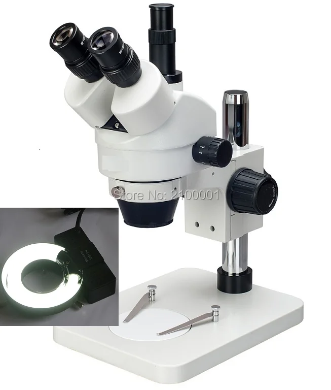 Бесплатная Доставка! 7X 45X Настольный столб стенд увеличение Тринокулярный Стерео