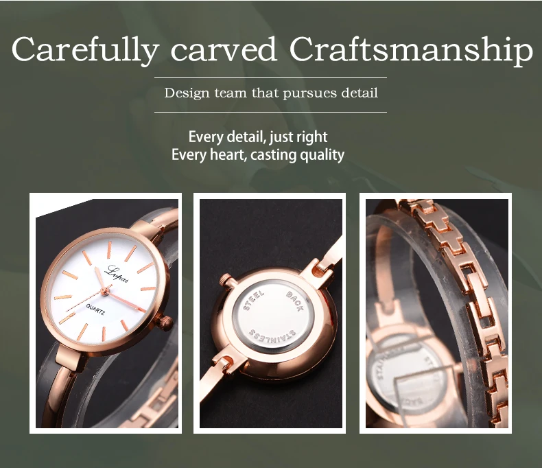 Lvpai Top Brand Women Bracelet Watch Thin Strap Gold Big Dial Simple Women Fashion Luxury Watch Combination Quartz Watch