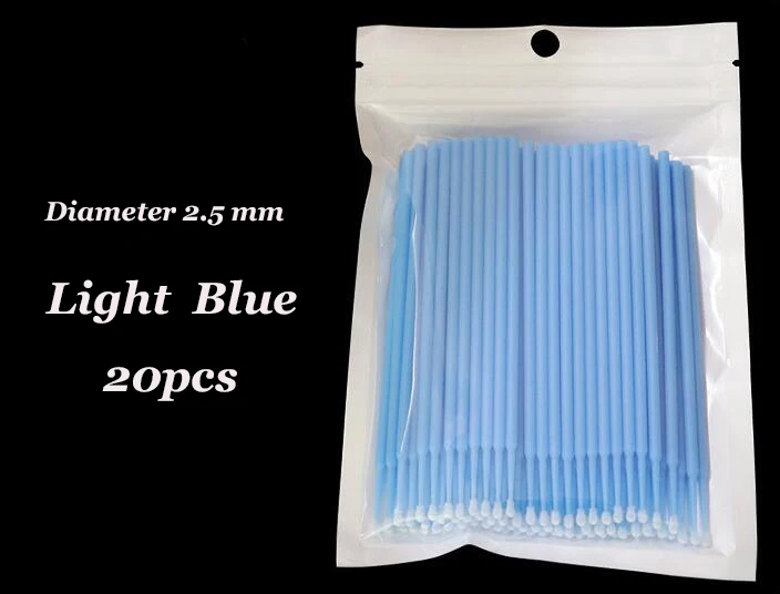 light blue 20 шт одноразовые микрощетки ресницы человека Расширение Удаление ресниц тампон микро щетка для наращивания ресниц Инструменты - Handle Color: light blue
