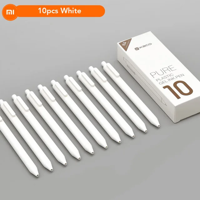 10 White black ink Xiao mi jia KACO 0,5 мм Xio mi подписывающая ручка Gal чернила гладкое написание прочное Подписывание черный Заправка 10 шт./лот - Цвет: 10 White black ink