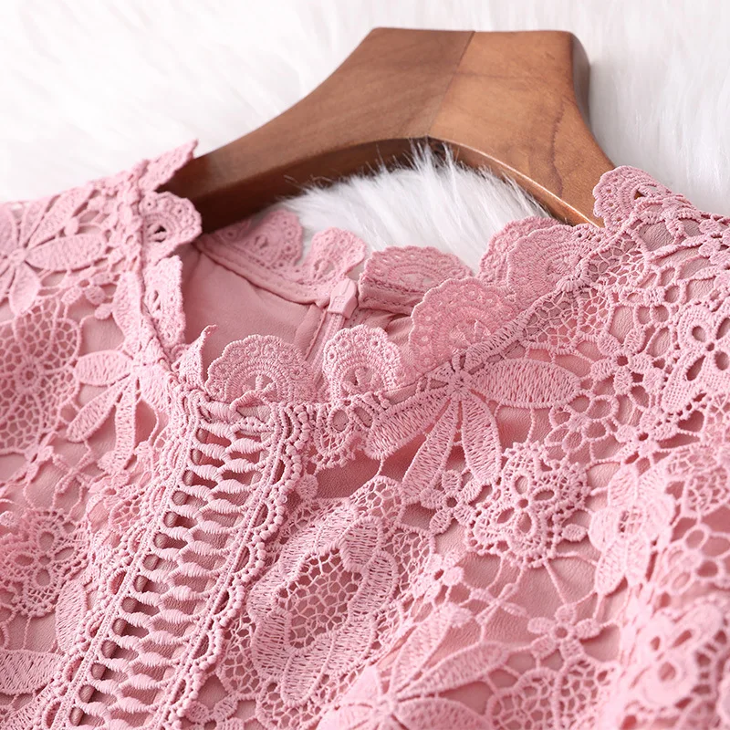 Женское модельное платье с цветочным принтом элегантное розовое кружевное