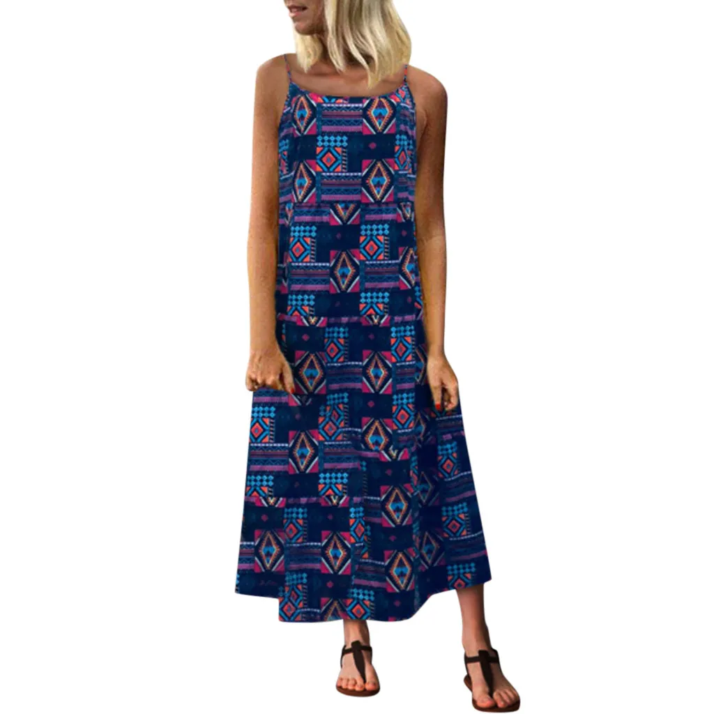 Модные женские свободные платья с ремешками в стиле ретро Длинные Макси для