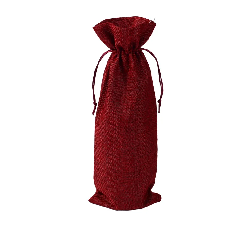 wine red Джутовая сумка для бутылки вина сверкающий Винный подарочный пакет для шампанского европейская страна Свадьба Ретро пеньковая сумка для вина - Цвет: wine red
