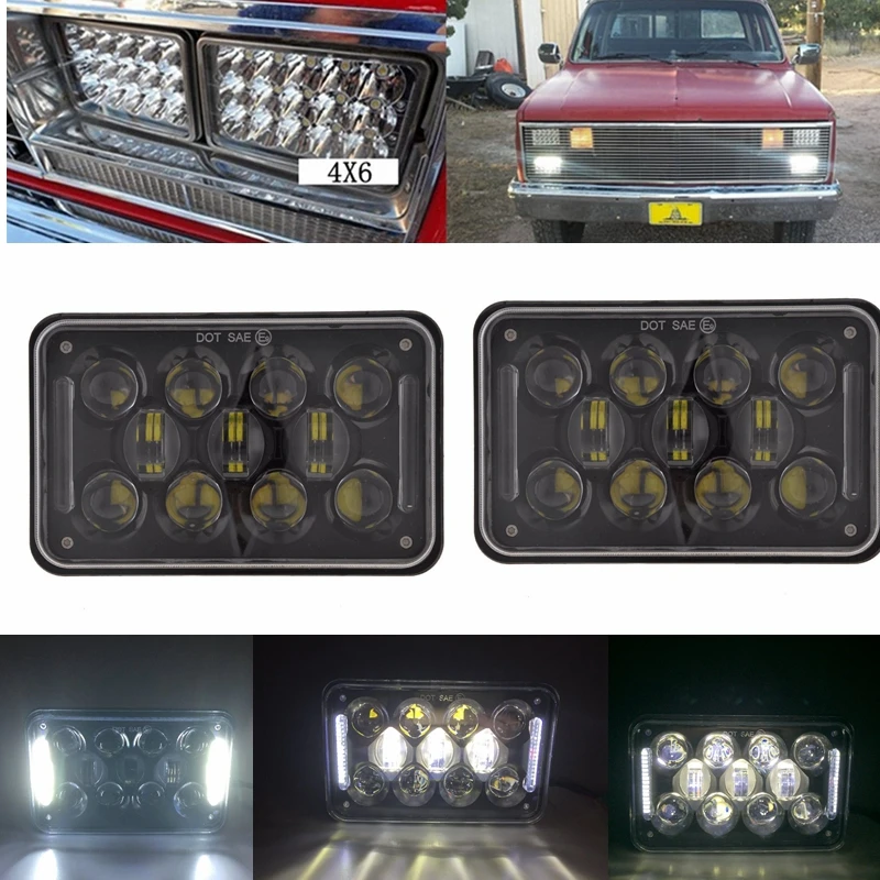 4x6 дюймов 45 Вт светодиодный морской Светодиодный луч фары DRL H4651 H4652 H4656 H4666 H6545 для