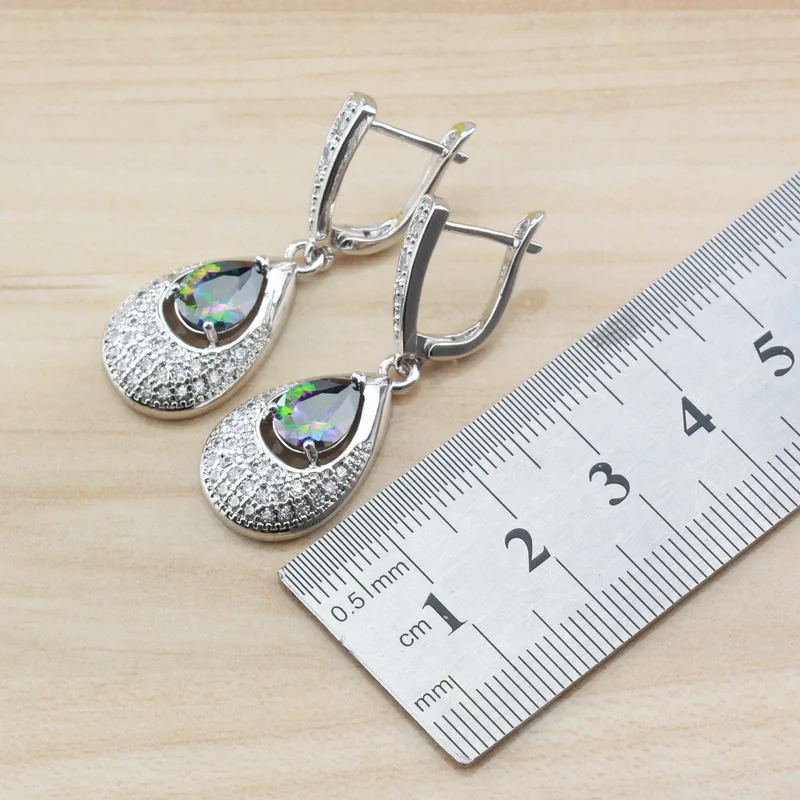 Mystic Rainbow Jewelry Sets Exclusive Cubic Zircon Water Drop Costume For Women Wedding Accessories | Украшения и аксессуары
