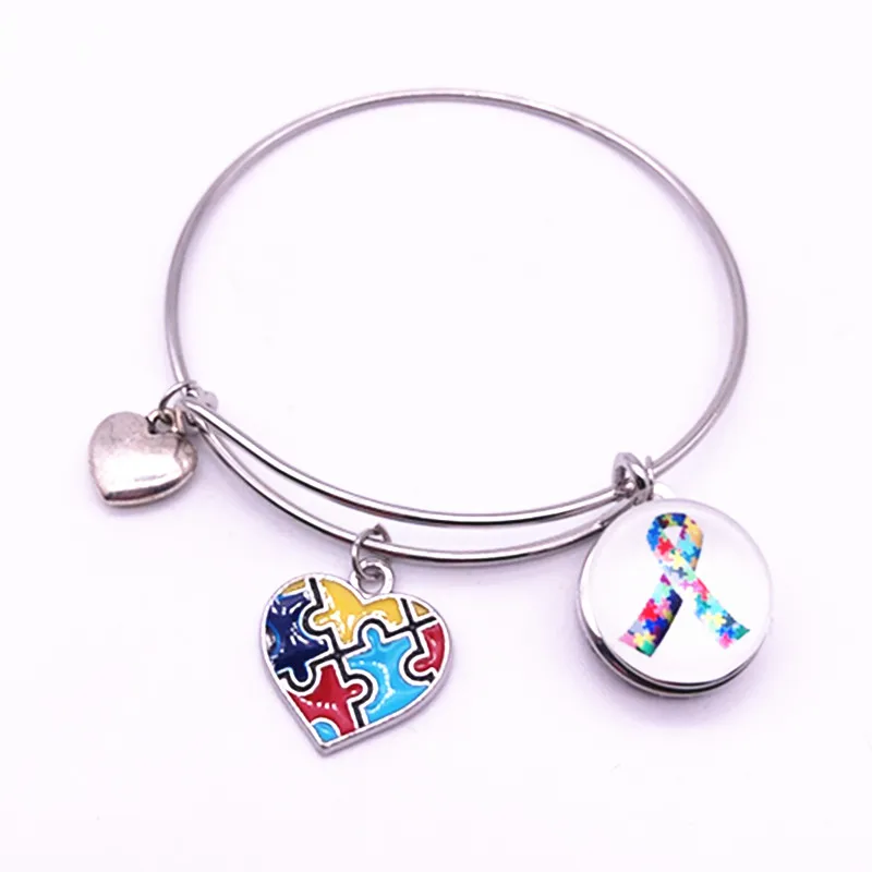 Сердце Эмаль аутизм головоломка осознания шт 18 мм Стекло лента аутизма Шарм