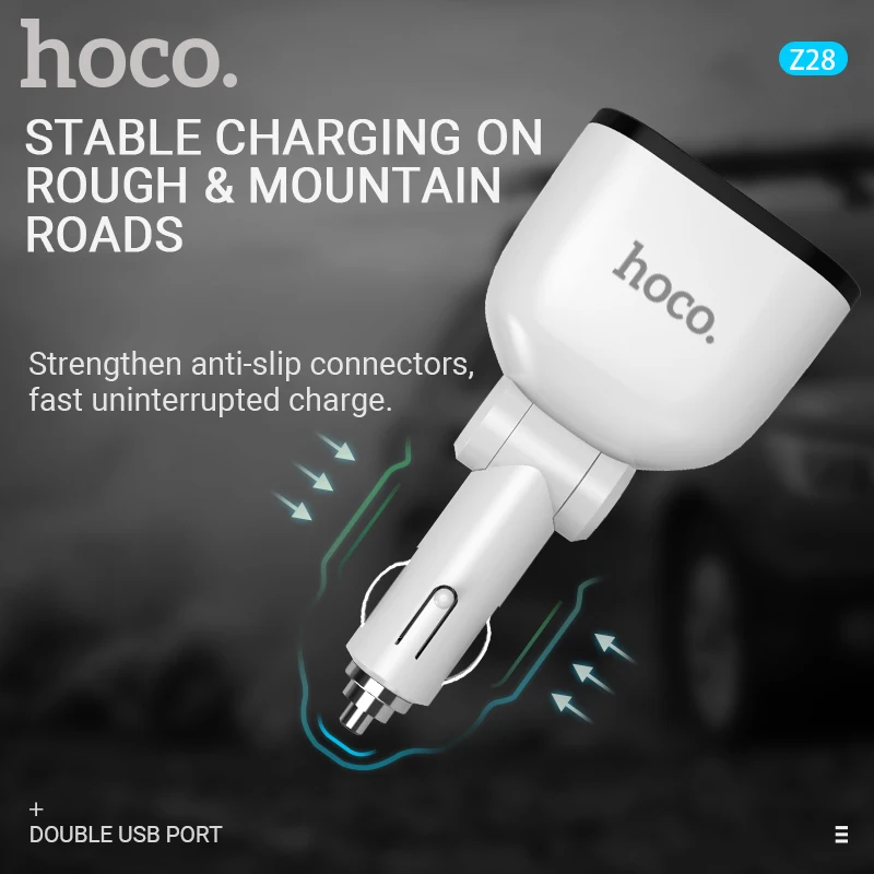 hoco dual cigarette lighter adapter usb a port car charger splitter 12v 24v for iphone samsung xiaomi android | Мобильные телефоны