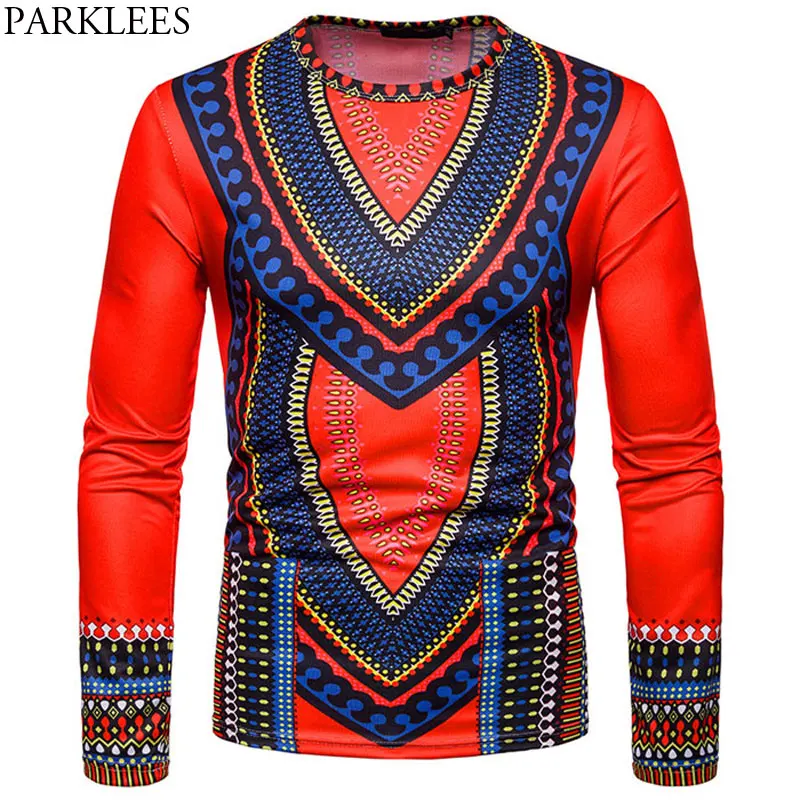 Африканская Красная футболка с принтом Дашики для мужчин и женщин новинка 2018