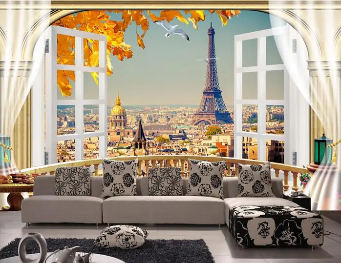 

3d wallpaper custom mural non-woven 3d room wallpaper Eiffel Tower 3 d landscape balcony painting photo 3d wall murals wallpaper