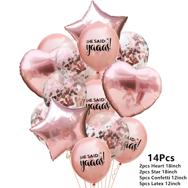 14pcs Rose Gold SSY Розовое золото буквы "Bride to be" шар Mr Mrs Свадебные украшения кольцо с бриллиантом для воздушных шаров, девичник принадлежности для вечеринки-девичника - Цвет: 14pcs Rose Gold SSY